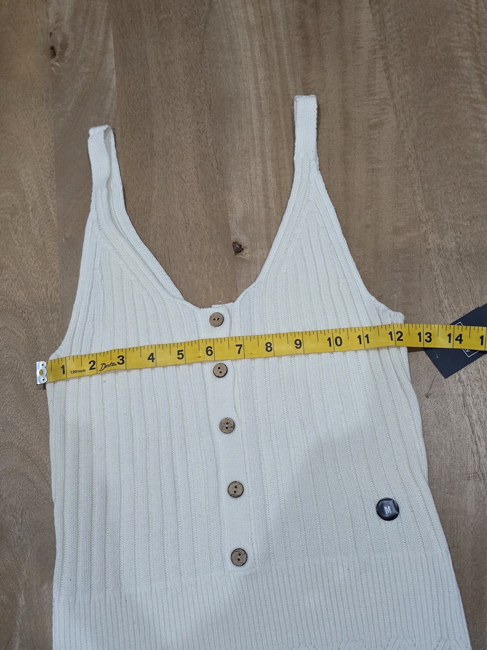 H&M Cream Ribbed Button-Front Knit Tank - Picture 4 of 6